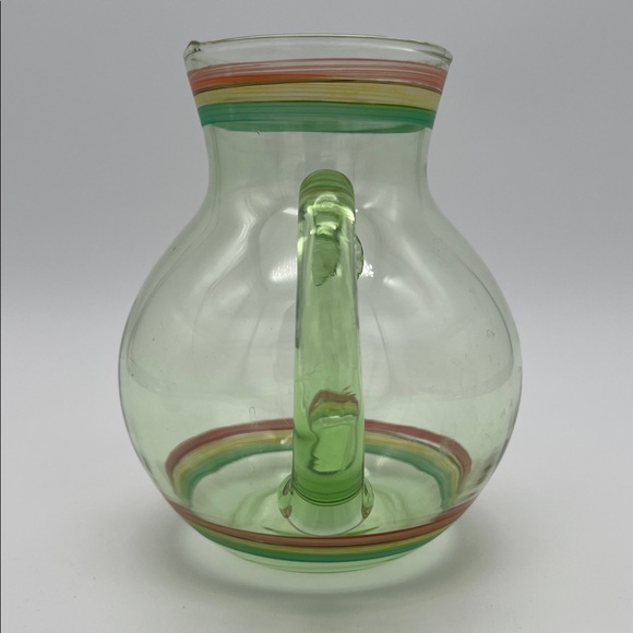 Mid-Century Modern Colorful Handblown Green Glass Pitcher - Picture 4 of 10